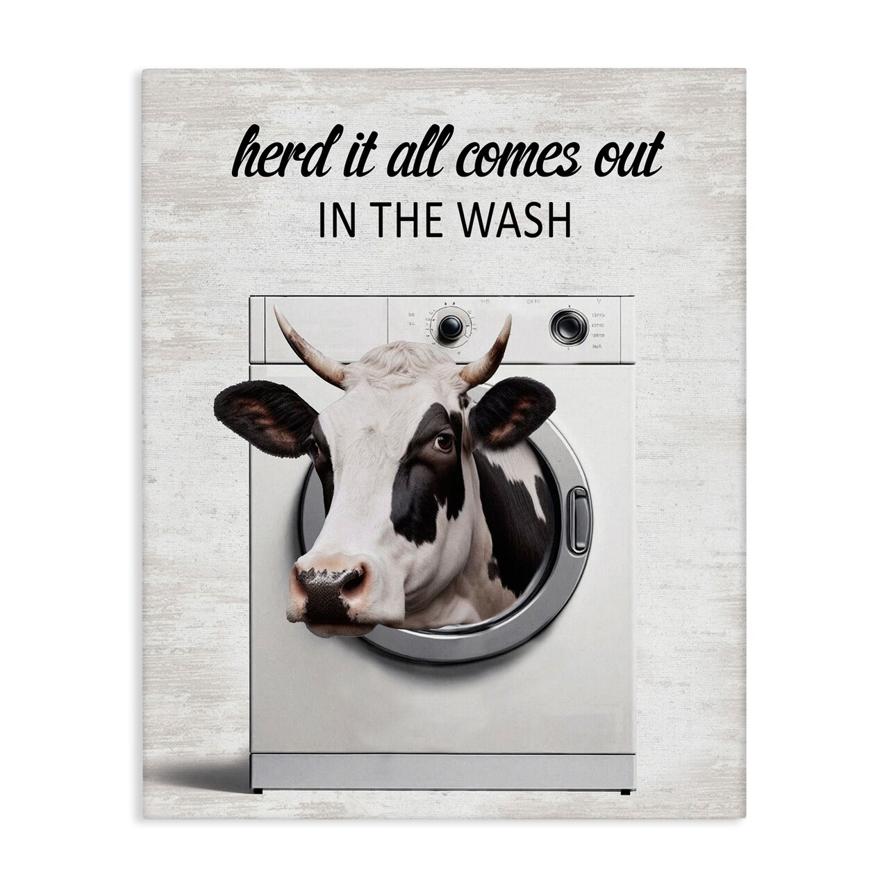 Stupell Industries Cow & Washing Machine Canvas Design by Lettered and Lined